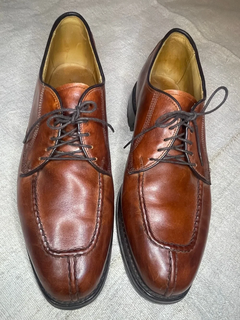 Allen Edmonds Dellwood Brown Split Toe Derby Dress Shoes 11D Leather Vibram Sole